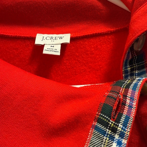 J. Crew Factory Tartan Button Neck Pullover Sweatshirt. Red Size M - Picture 4 of 11